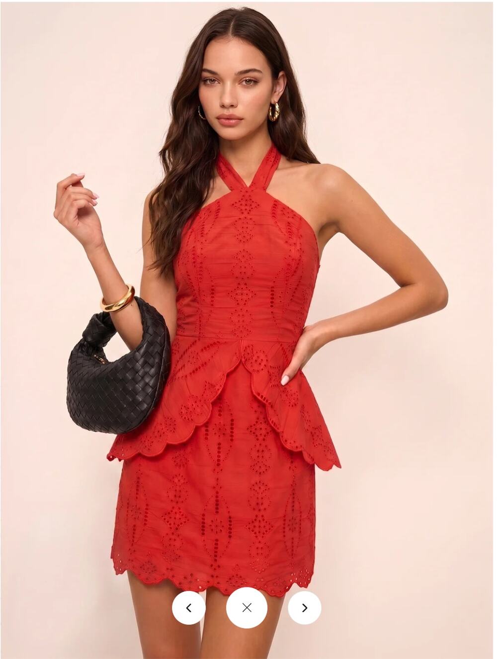 NWT Commense Eyelet Halter Layered Mini Dress Sz S